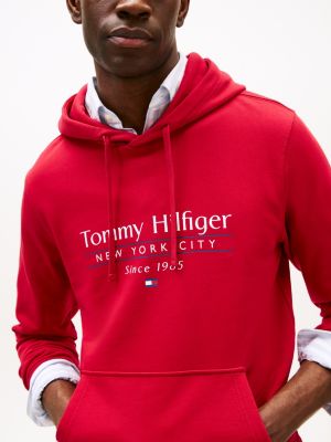 red logo drawstring hoody for men tommy hilfiger