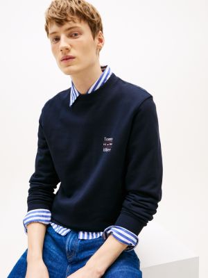 blue regular crew neck jumper for men tommy hilfiger