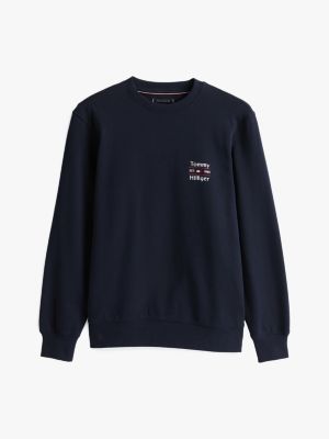 blue regular crew neck jumper for men tommy hilfiger