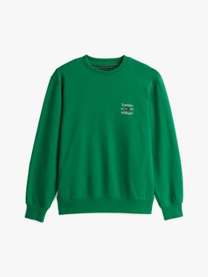 green regular crew neck jumper for men tommy hilfiger