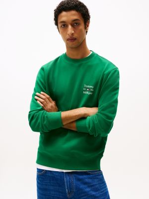 green regular crew neck jumper for men tommy hilfiger