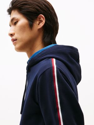 blue global stripe drawstring hoody for men tommy hilfiger