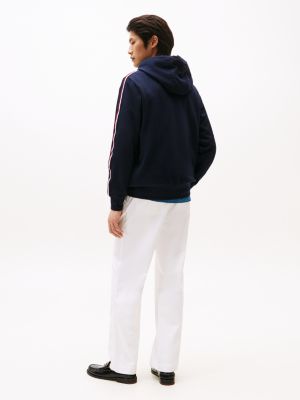 blue global stripe drawstring hoody for men tommy hilfiger