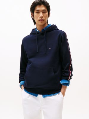 blue hoodie mit tunnelzug und global-streifen für herren - tommy hilfiger