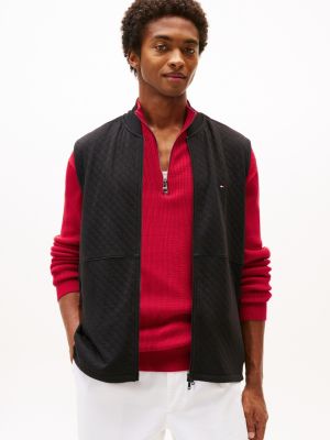 gilet sportivo con collo stile baseball nero da uomini tommy hilfiger