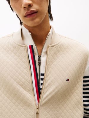 beige performance baseball collar gilet for men tommy hilfiger