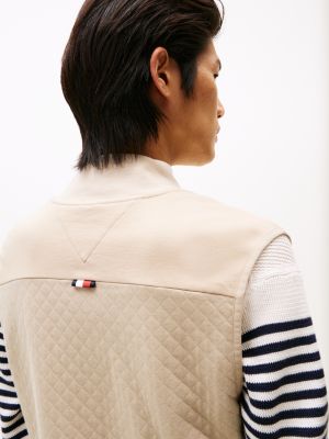 gilet sportivo con collo stile baseball beige da uomini tommy hilfiger