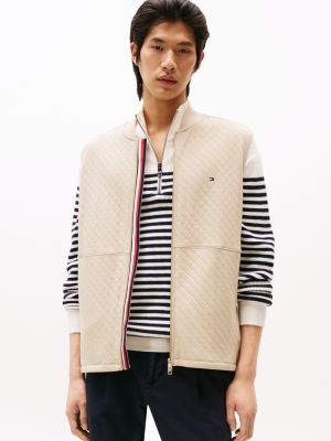 gilet sportivo con collo stile baseball beige da uomini tommy hilfiger