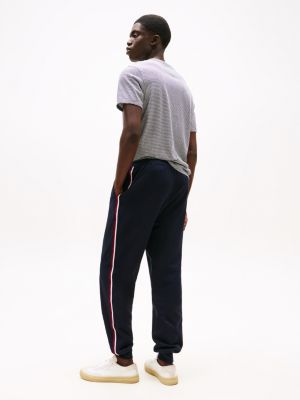 black global stripe cuffed leg joggers for men tommy hilfiger