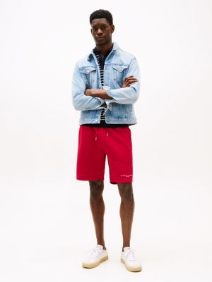 red sweat-shorts mit logo für herren - tommy hilfiger