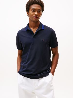 blue performance regular fit tipped polo shirt for men tommy hilfiger