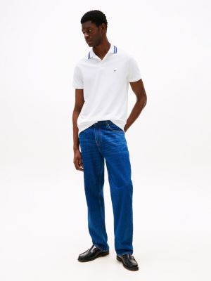 wit performance regular polo met contraststrepen voor heren - tommy hilfiger