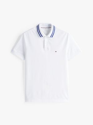 wit performance regular polo met contraststrepen voor heren - tommy hilfiger