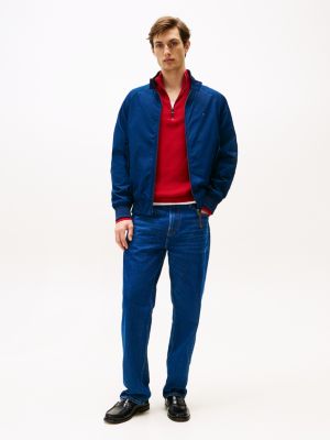 blue relaxed harrington jacket for men tommy hilfiger