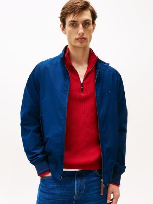 blue relaxed harrington jacket for men tommy hilfiger