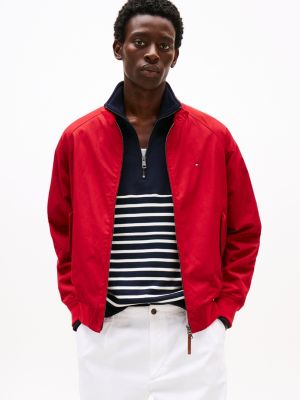 red relaxed fit harrington jack voor heren - tommy hilfiger