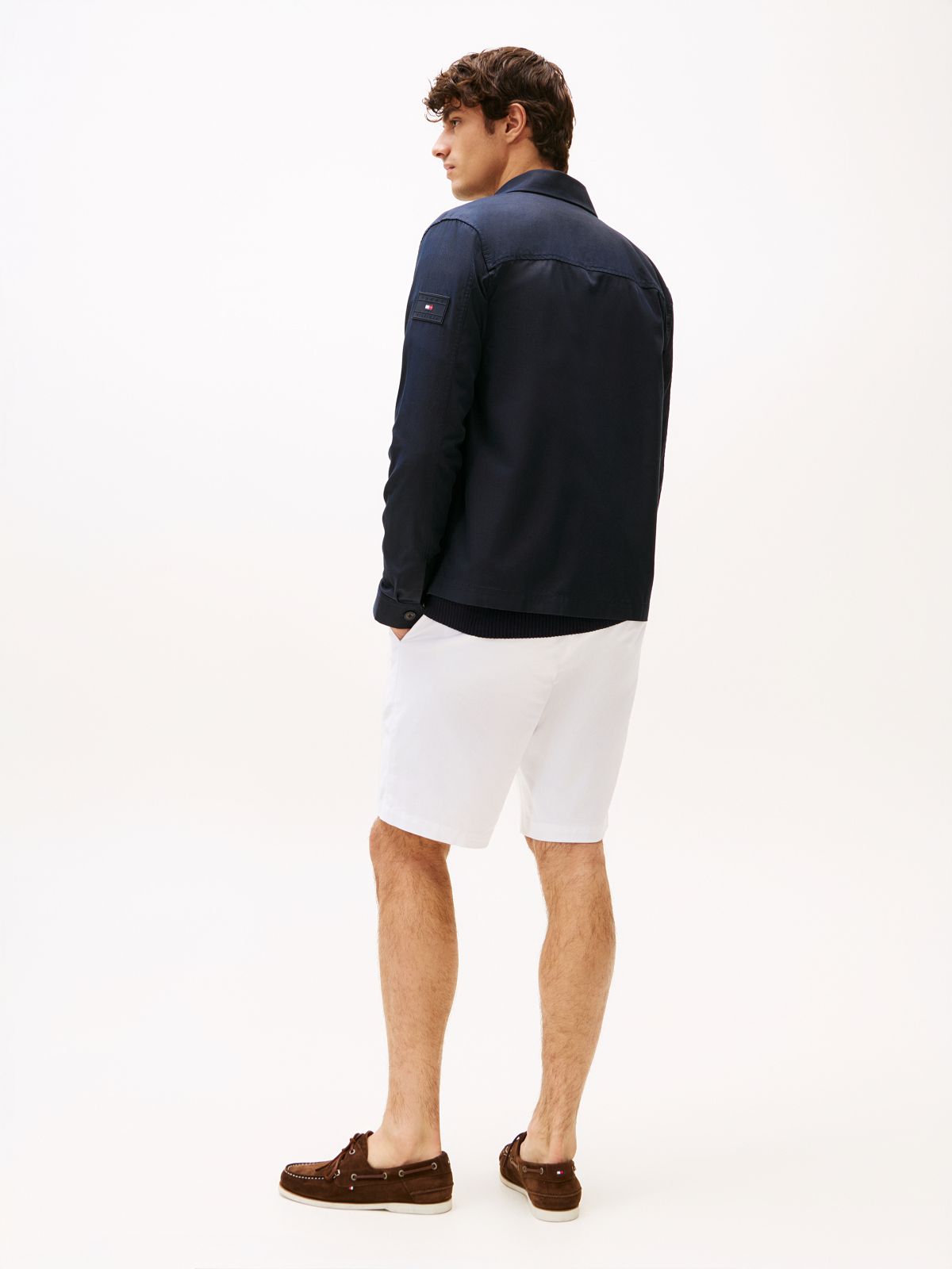 Flag Embroidery Twill Shirt Jacket — Blue