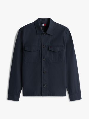 blue regular button-thru jacket for men tommy hilfiger