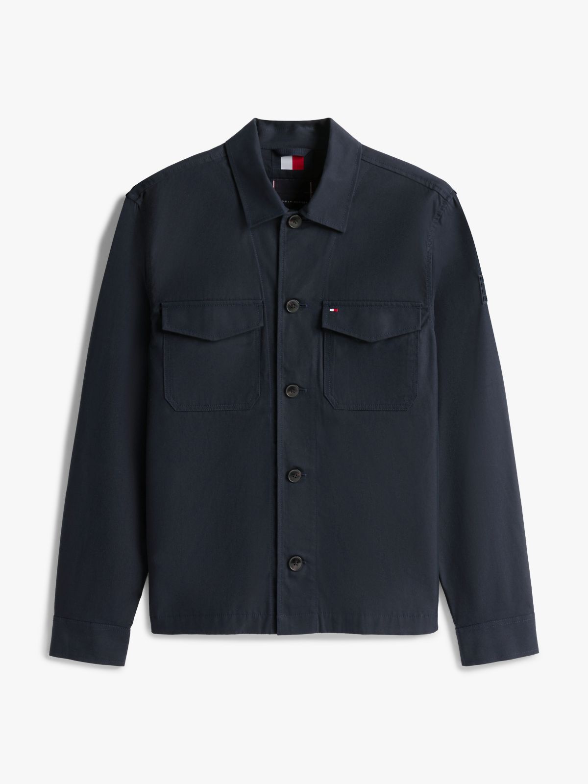 Flag Embroidery Twill Shirt Jacket — Blue