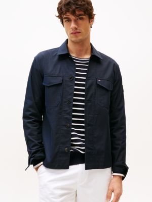 blue regular fit jack met knopen voor heren - tommy hilfiger