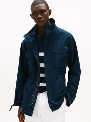 blau relaxed fit feldjacke mit fischgrätmuster für herren - tommy hilfiger