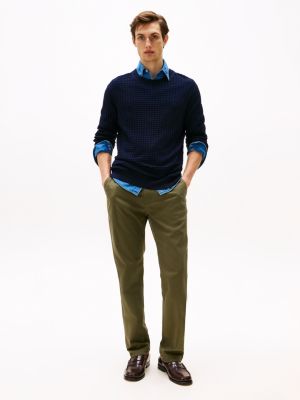 pull smart casual en seersucker bleu pour hommes tommy hilfiger