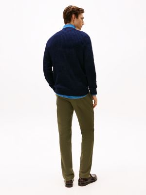 pull smart casual en seersucker bleu pour hommes tommy hilfiger