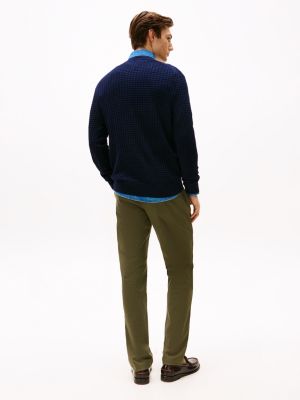 blue smart casual seersucker jumper for men tommy hilfiger