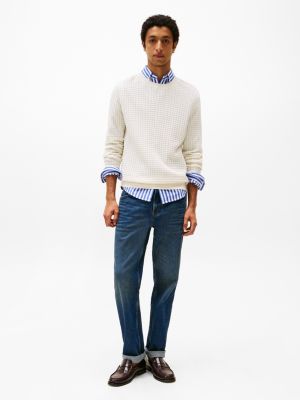 white smart casual seersucker jumper for men tommy hilfiger