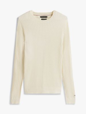 white smart casual seersucker jumper for men tommy hilfiger