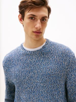 blue mouliné relaxed jumper for men tommy hilfiger