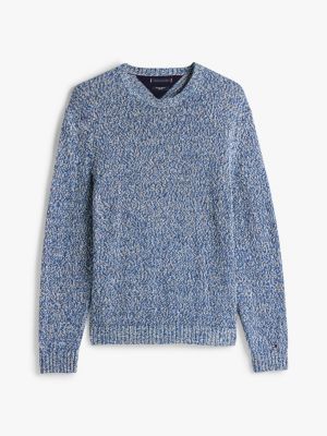 blau relaxed fit mouliné-pullover für herren - tommy hilfiger