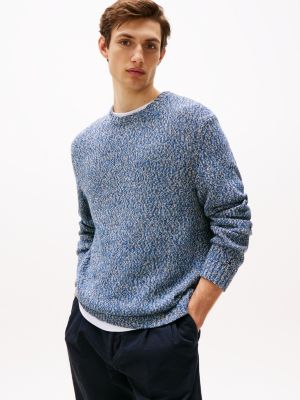 pull décontracté en coton mouliné blue pour hommes tommy hilfiger