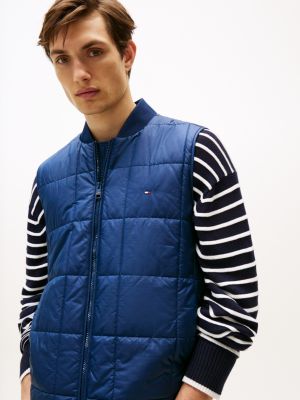 blue square quilted gilet for men tommy hilfiger