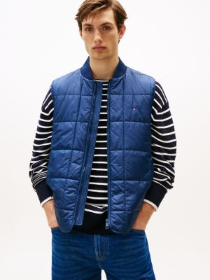 blue vierkant quilted bodywarmer voor heren - tommy hilfiger