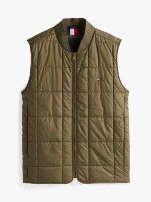 khaki square quilted gilet for men tommy hilfiger