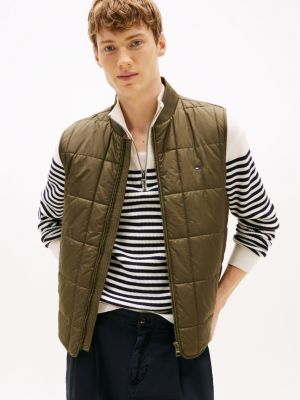 khaki square quilted gilet for men tommy hilfiger