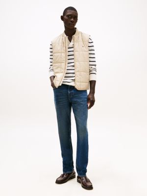 doudoune sans manches à matelassage carré beige pour hommes tommy hilfiger