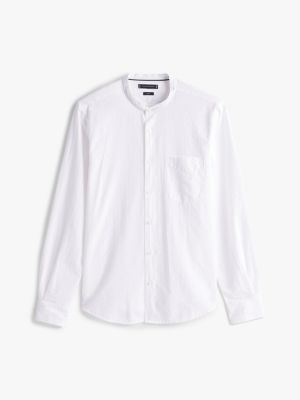 chemise ajustée smart casual rayée blanc pour hommes tommy hilfiger