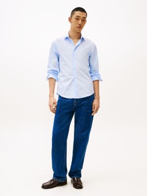 blau smart casual slim fit hemd für herren - tommy hilfiger