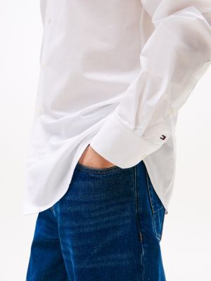 camicia smart casual slim fit bianco da uomini tommy hilfiger