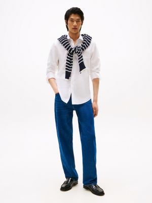 camicia smart casual slim fit bianco da uomini tommy hilfiger