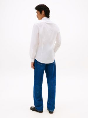 camicia smart casual slim fit bianco da uomini tommy hilfiger
