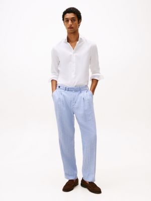 wit smart-casual flex slim fit overhemd voor heren - tommy hilfiger