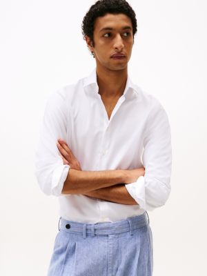 camicia smart casual slim fit flex white da uomini tommy hilfiger