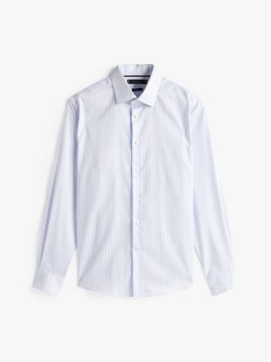 weiß smart casual regular fit hemd mit streifen für herren - tommy hilfiger