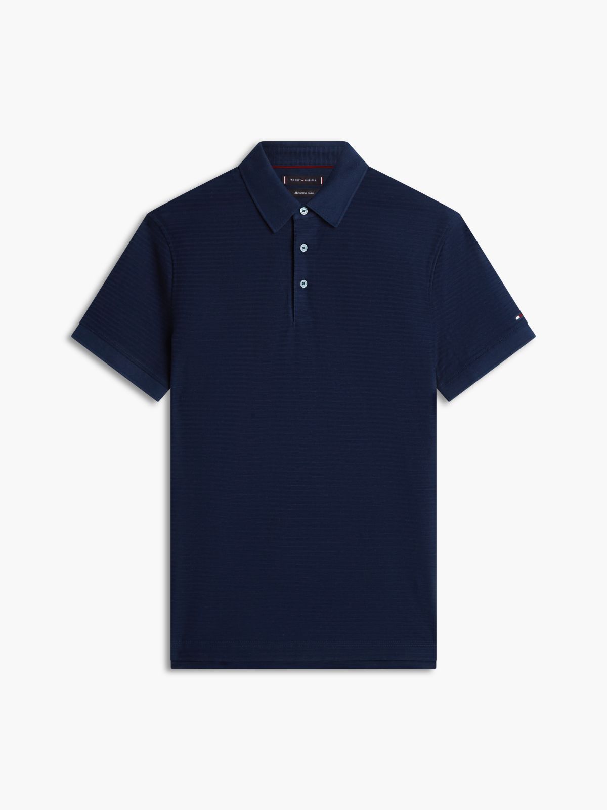 New York Label Regular Fit Textured Stripe Polo Shirt — Blue