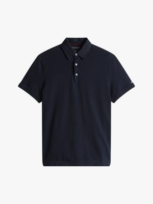 polo informal de corte regular azul de hombres tommy hilfiger