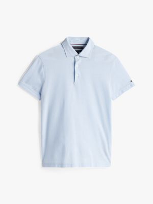 blauw smart-casual regular fit polo voor heren - tommy hilfiger