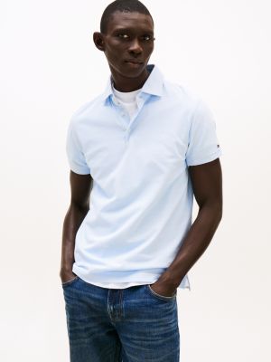 blauw smart-casual regular fit polo voor heren - tommy hilfiger